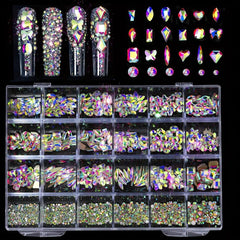 Crystal AB Glass Nail Art Rhinestones Set for Nails and Crafts