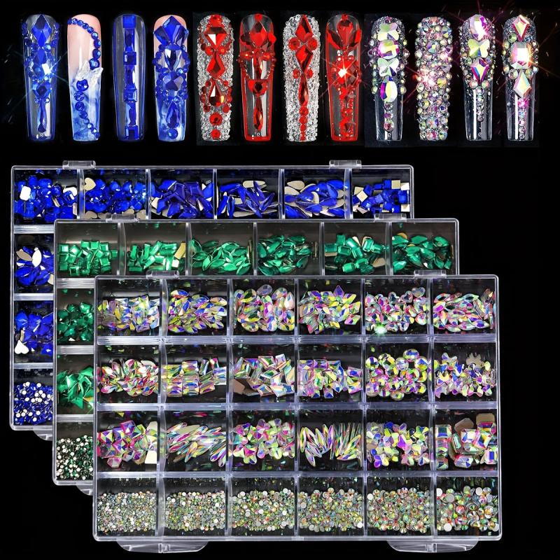 Crystal AB Glass Nail Art Rhinestones Set for Nails and Crafts