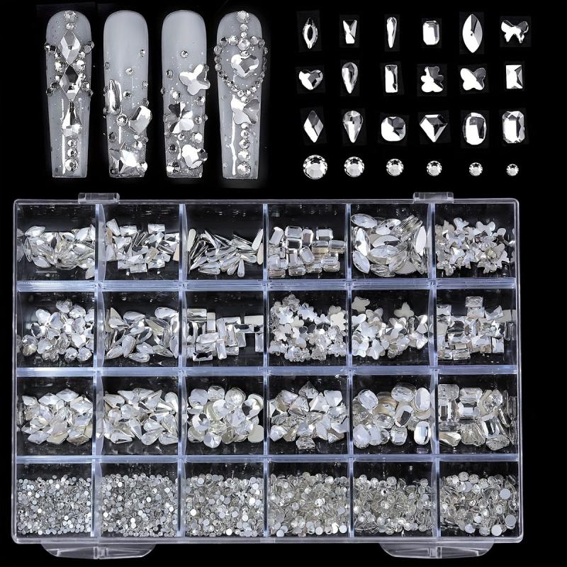 Crystal AB Glass Nail Art Rhinestones Set for Nails and Crafts