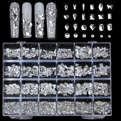Crystal AB Glass Nail Art Rhinestones Set for Nails and Crafts