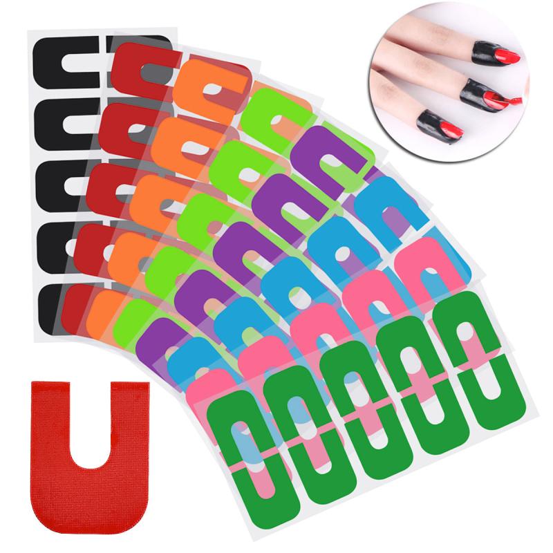 80pcs Peel Off Nail Tapes Polish Protectors U Shape Sticker Tape