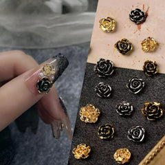 20 Vintage Camellia Nail Art Charms Dark Rose Alloy Spring Summer