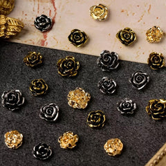 20 Vintage Camellia Nail Art Charms Dark Rose Alloy Spring Summer