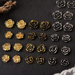 20 Vintage Camellia Nail Art Charms Dark Rose Alloy Spring Summer