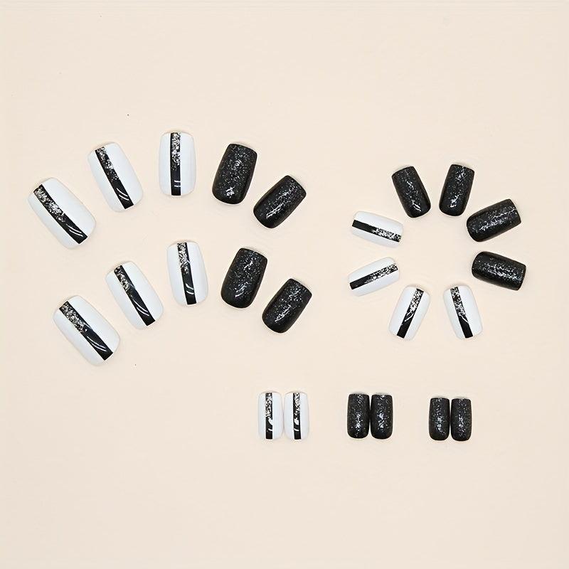 French Tip Press On Nails Medium Size Acrylic Nails for Women