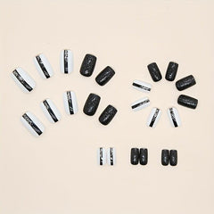 French Tip Press On Nails Medium Size Acrylic Nails for Women