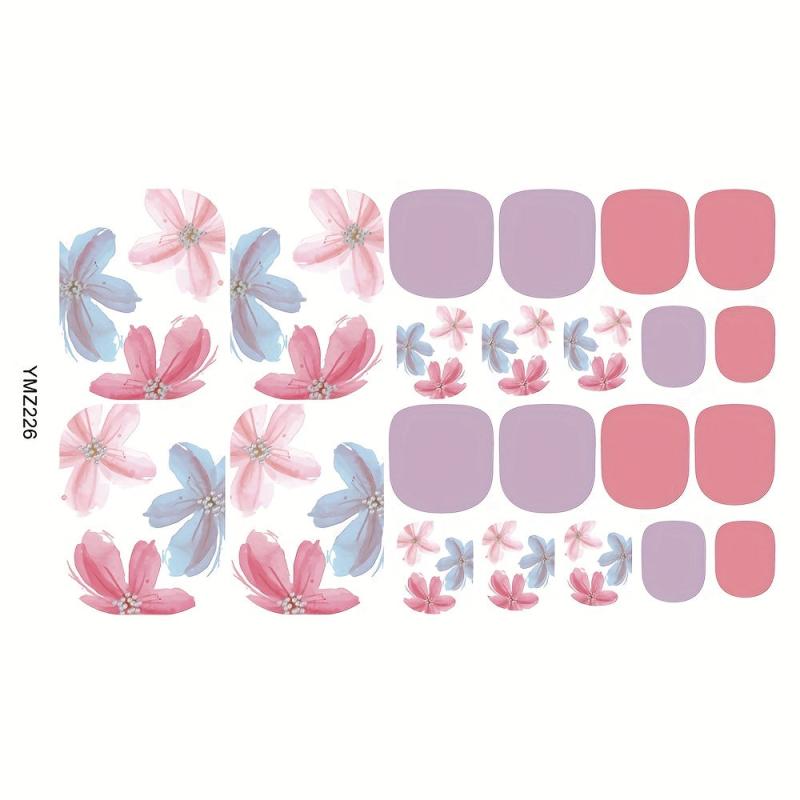 Pink Waterproof Toenail Polish Stickers Self Adhesive Art Decal Strips