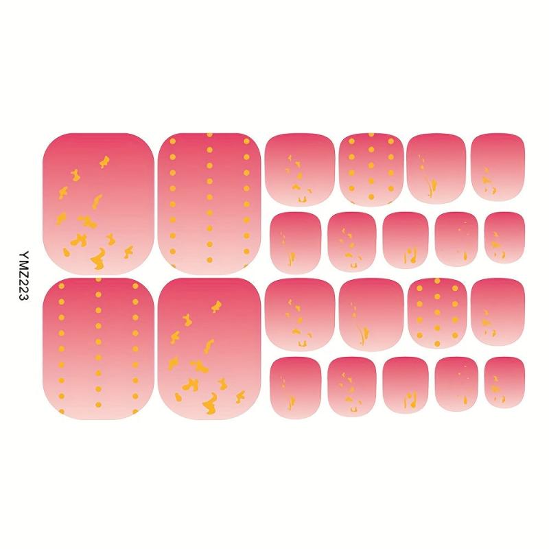 Pink Waterproof Toenail Polish Stickers Self Adhesive Art Decal Strips