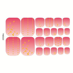 Pink Waterproof Toenail Polish Stickers Self Adhesive Art Decal Strips