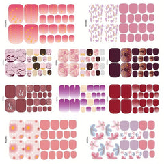 Pink Waterproof Toenail Polish Stickers Self Adhesive Art Decal Strips