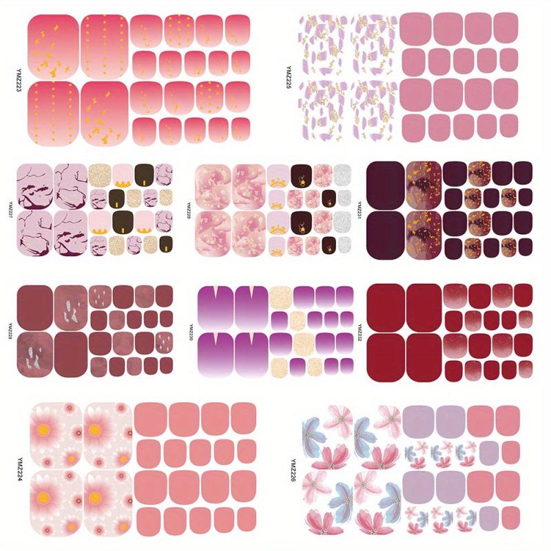 Pink Waterproof Toenail Polish Stickers Self Adhesive Art Decal Strips