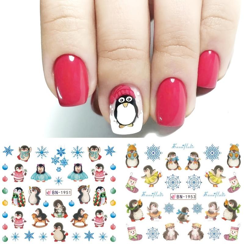 12pcs Snowflake Christmas Nail Stickers Adhesive Nail Art Decals for Women