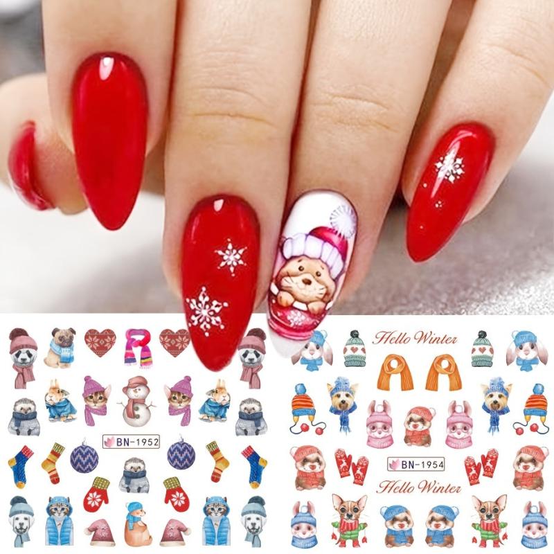 12pcs Snowflake Christmas Nail Stickers Adhesive Nail Art Decals for Women