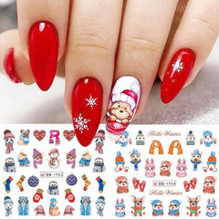 12pcs Snowflake Christmas Nail Stickers Adhesive Nail Art Decals for Women