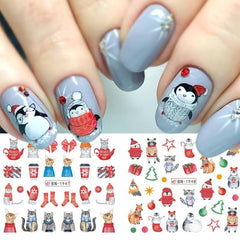 12pcs Snowflake Christmas Nail Stickers Adhesive Nail Art Decals for Women