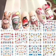 12pcs Snowflake Christmas Nail Stickers Adhesive Nail Art Decals for Women