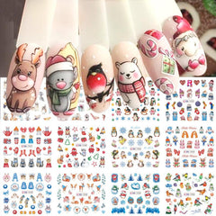 12pcs Snowflake Christmas Nail Stickers Adhesive Nail Art Decals for Women