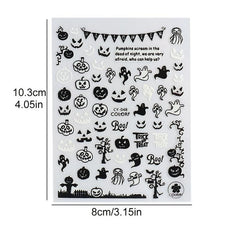 6pcs 3D Luminous Halloween Nail Stickers Self Adhesive Nail Art Decals
