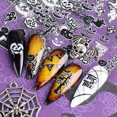 6pcs 3D Luminous Halloween Nail Stickers Self Adhesive Nail Art Decals