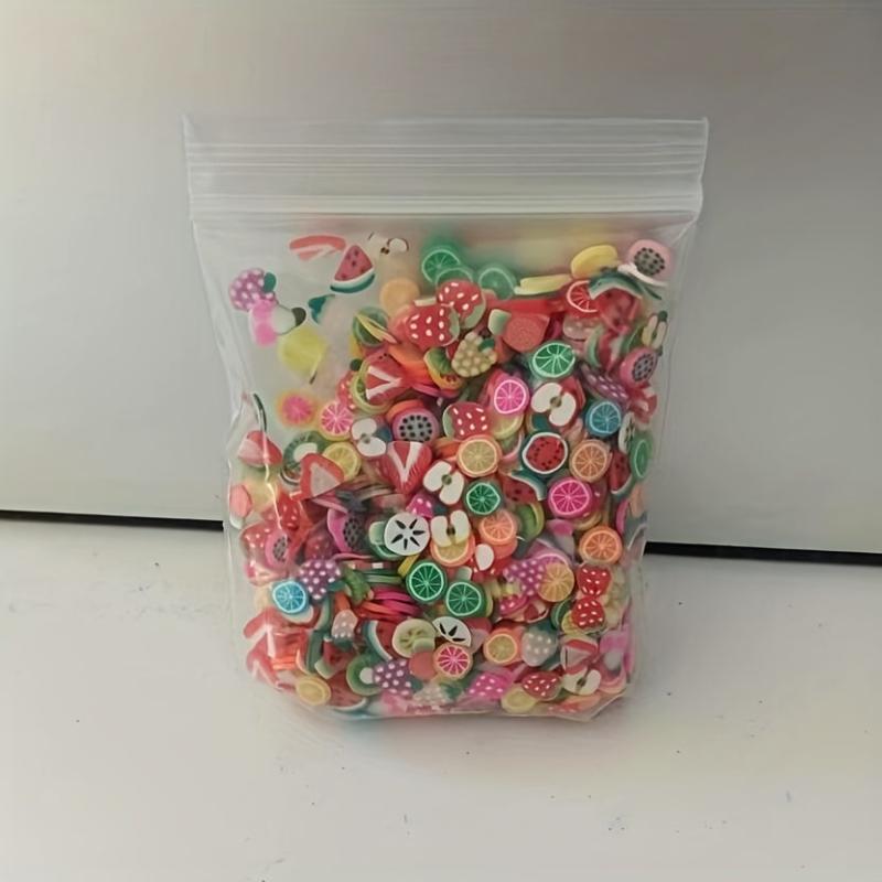 1000 Mixed Clay 3D Fruit Slices Nail Art Decorations for Slime DIY Crafts