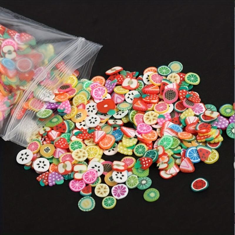 1000 Mixed Clay 3D Fruit Slices Nail Art Decorations for Slime DIY Crafts
