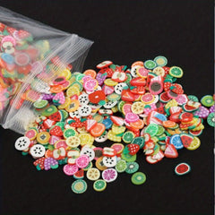 1000 Mixed Clay 3D Fruit Slices Nail Art Decorations for Slime DIY Crafts