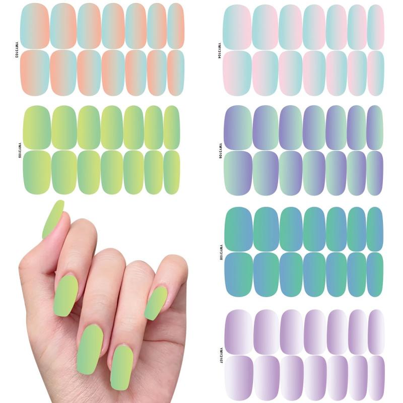 Gradient Nail Polish Strip Self Adhesive Solid Gel Nail Sticker