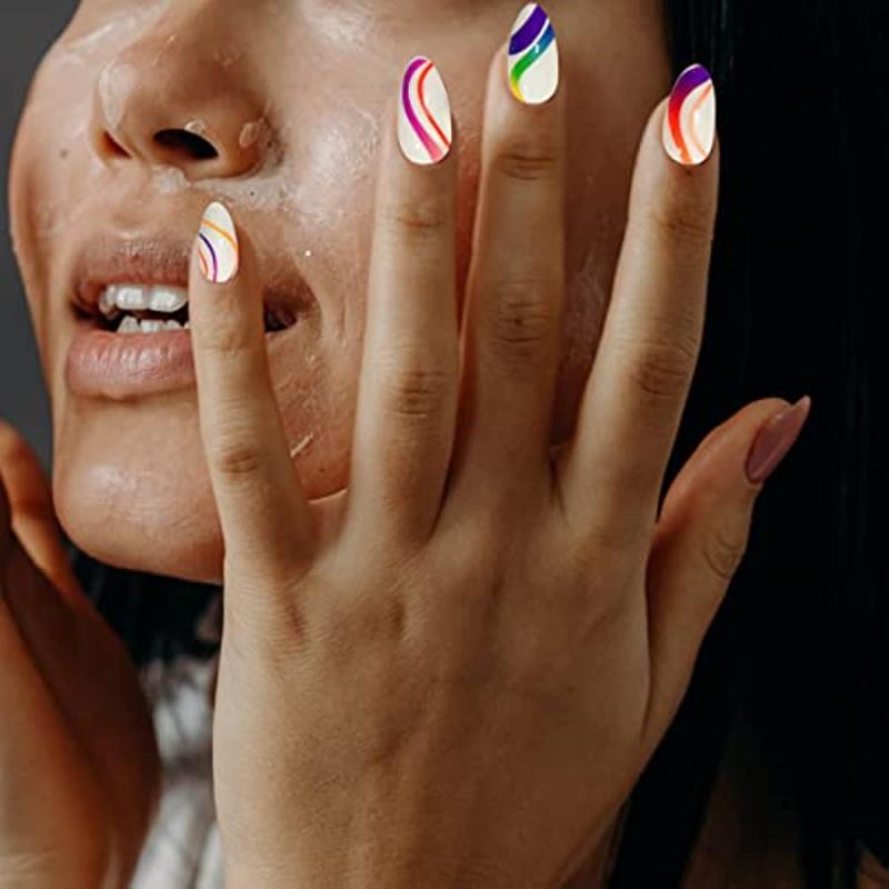 Colorful Wavy Stripes Nail Art Stickers Self Adhesive French Line Decals