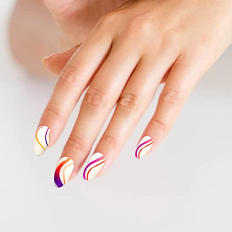 Colorful Wavy Stripes Nail Art Stickers Self Adhesive French Line Decals