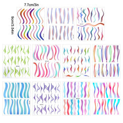 Colorful Wavy Stripes Nail Art Stickers Self Adhesive French Line Decals