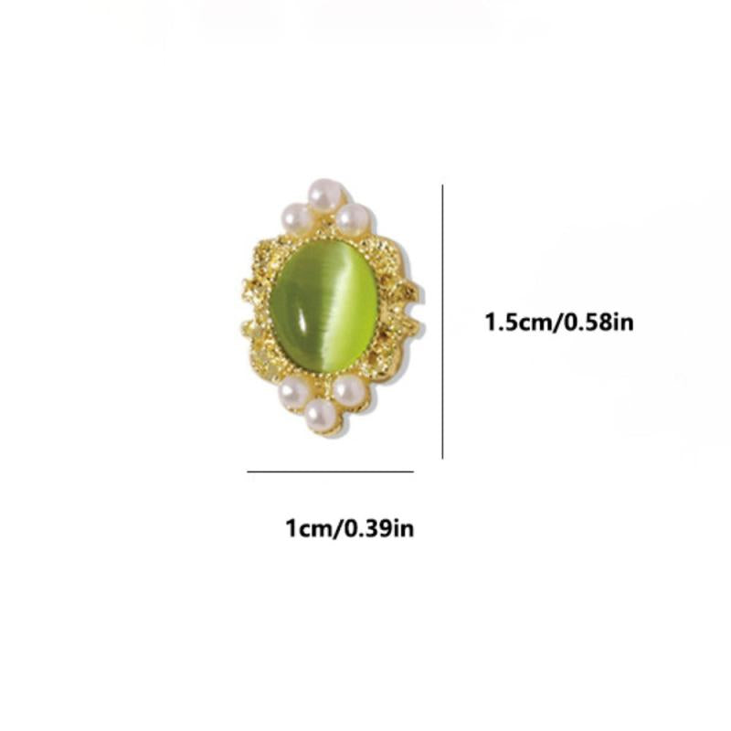 5pcs Nail Art Charms Cat Eye & Pearl 3D Alloy Nail Art Accessories
