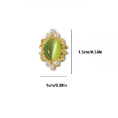 5pcs Nail Art Charms Cat Eye & Pearl 3D Alloy Nail Art Accessories