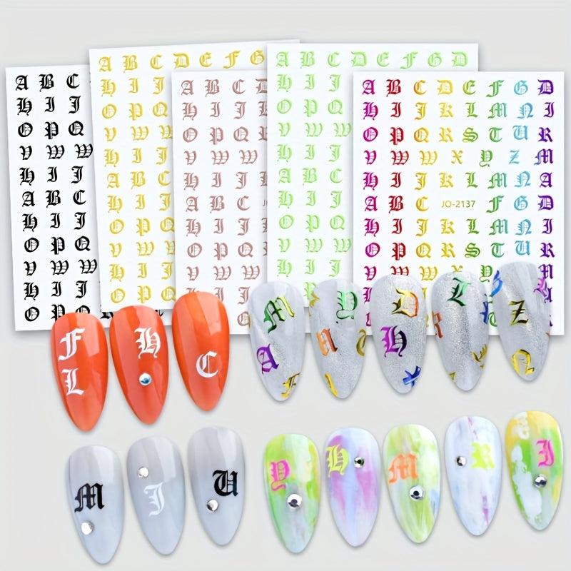 Letter Nail Art Stickers Alphabet Nail Decals 3D Nail Supplies