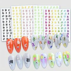 Letter Nail Art Stickers Alphabet Nail Decals 3D Nail Supplies