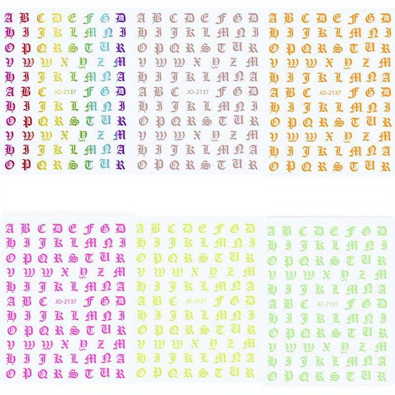 Letter Nail Art Stickers Alphabet Nail Decals 3D Nail Supplies