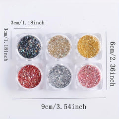 6 Boxes Holographic Nail Glitter Sequins Manicure DIY
