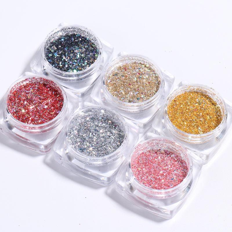 6 Boxes Holographic Nail Glitter Sequins Manicure DIY