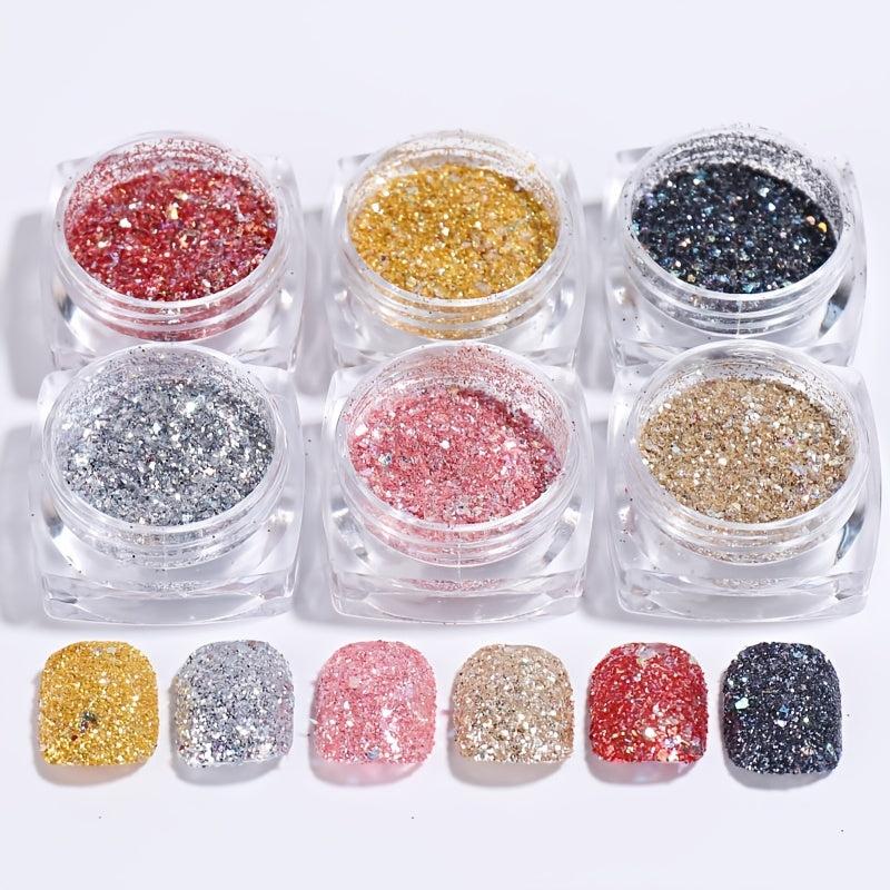 6 Boxes Holographic Nail Glitter Sequins Manicure DIY