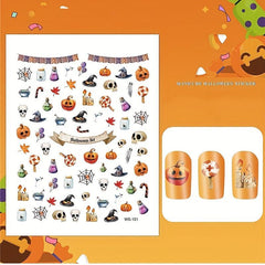 8pcs Halloween Nail Art Stickers Skull Pumpkin Bat Ghost Nail Art Decals