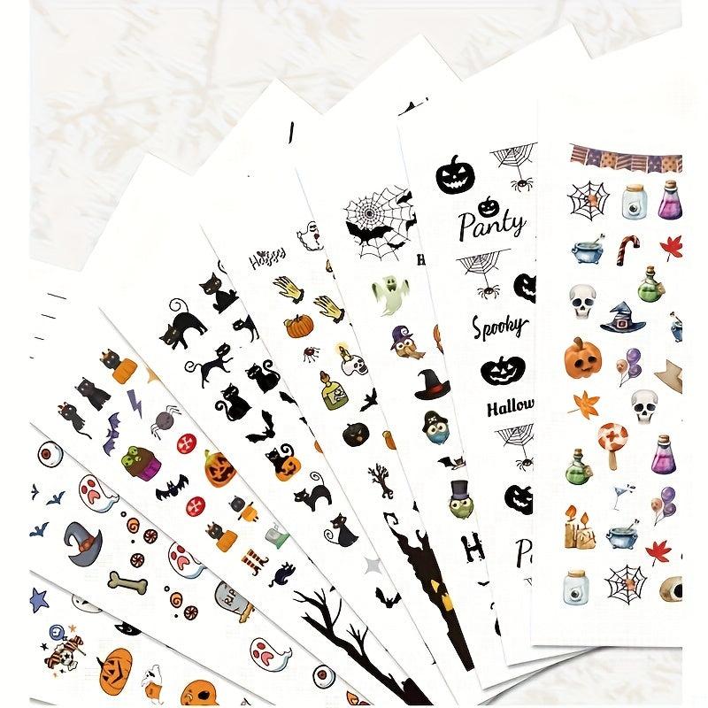 8pcs Halloween Nail Art Stickers Skull Pumpkin Bat Ghost Nail Art Decals