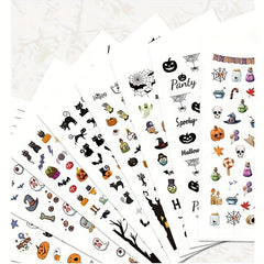 8pcs Halloween Nail Art Stickers Skull Pumpkin Bat Ghost Nail Art Decals
