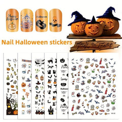 8pcs Halloween Nail Art Stickers Skull Pumpkin Bat Ghost Nail Art Decals