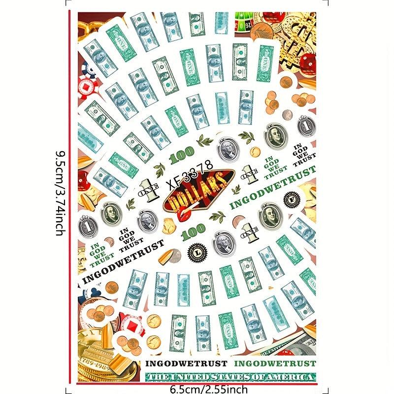 Money Dollar Nail Art Stickers Self Adhesive Money Nail Art Decals