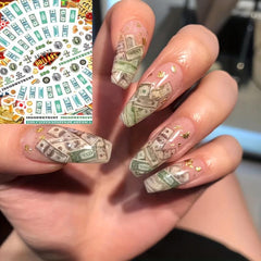 Money Dollar Nail Art Stickers Self Adhesive Money Nail Art Decals