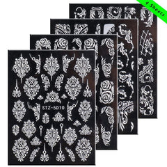 5D Embossed Flower Lace Nail Art Stickers Self Adhesive Decals
