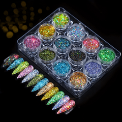 Fluorescent Nail Glitter Sequins Acrylic Powder for DIY Nail Art