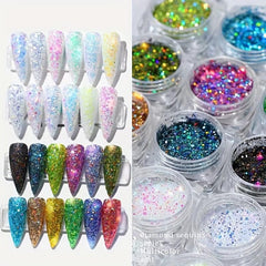 Fluorescent Nail Glitter Sequins Acrylic Powder for DIY Nail Art