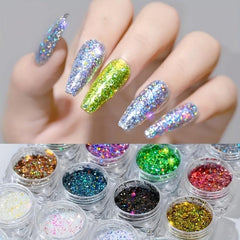 Fluorescent Nail Glitter Sequins Acrylic Powder for DIY Nail Art
