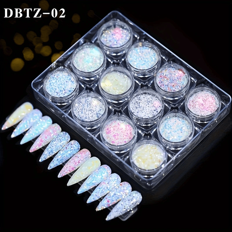 Fluorescent Nail Glitter Sequins Acrylic Powder for DIY Nail Art