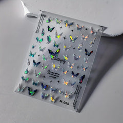 Butterfly Art Stickers Holographic 5D Engraved Nail Self Adhesive Sticker